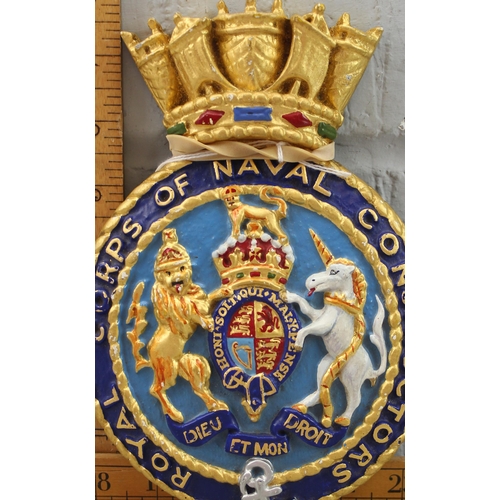 1010 - An unusual painted cast brass plaque for the Royal Corps of Naval Constructors