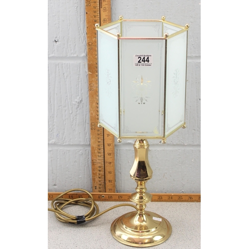 244 - Brass and glass table lamp