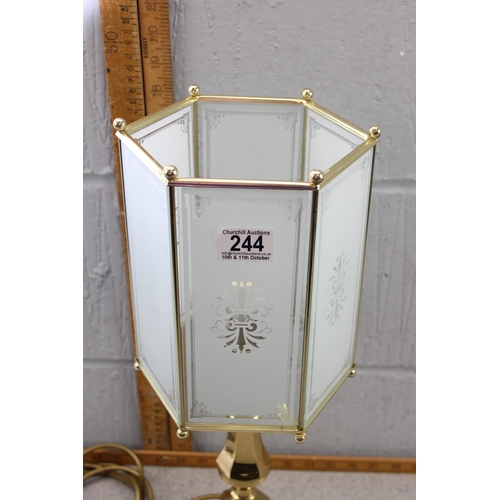 244 - Brass and glass table lamp