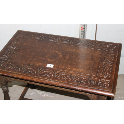 4 - A 17th century style oak side table with carved details