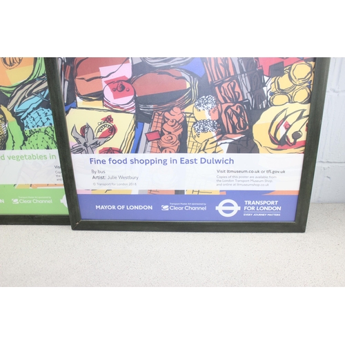 432 - 2 framed TFL London Underground posters, Brixton Market & East Dulwich, believed to be reprints