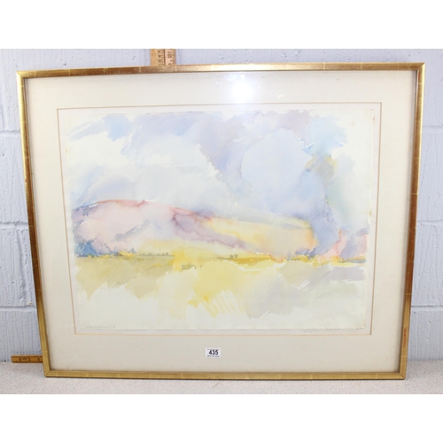 435 - Lindsay Bartholomew (b. 1944), Burning Stubble, Battlesbury Hill, Wiltshire 1976, large framed water... 