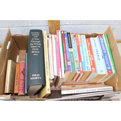 511 - 2 boxes of assorted travel related books, Ordnance Survey maps etc etc