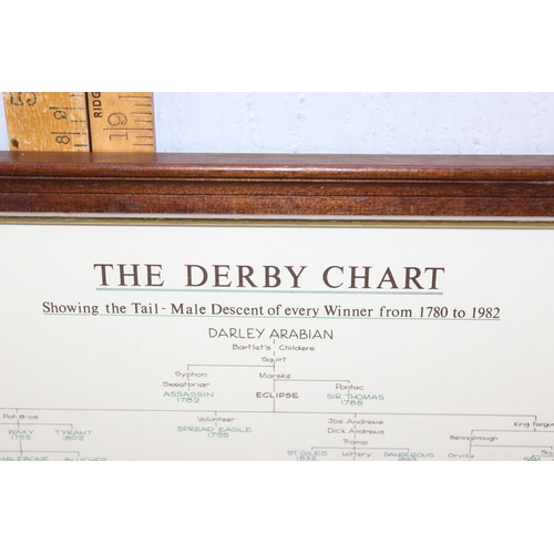 707 - Rare framed Derby Chart showing the blood line and names of The Derby Winners from 1780 to 1982 in f... 