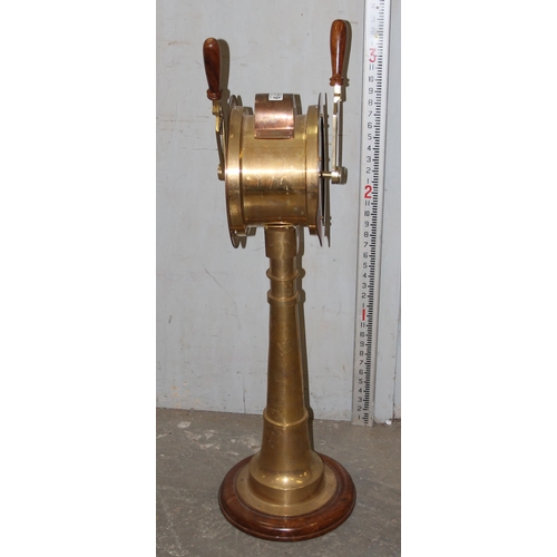 1019 - A 20th century reproduction brass ships telegraph type display piece, approx 92cm tall