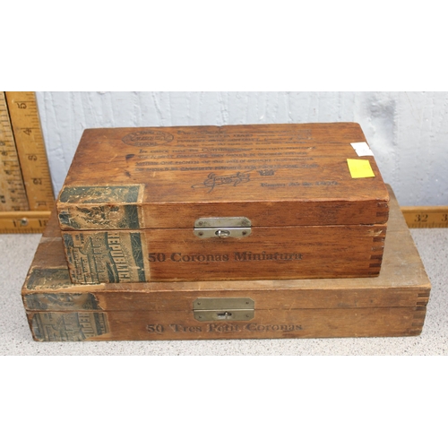 293 - Qty of assorted wooden boxes to inc 2 cigar boxes, collectors box, antique tea caddy etc etc