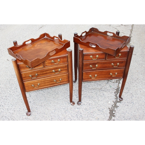 122 - Pair of mahogany Georgian style 2-over-2 bedside cabinets with removable tray tops