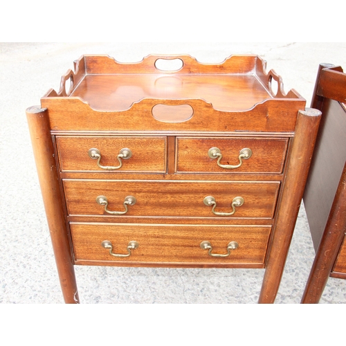 122 - Pair of mahogany Georgian style 2-over-2 bedside cabinets with removable tray tops