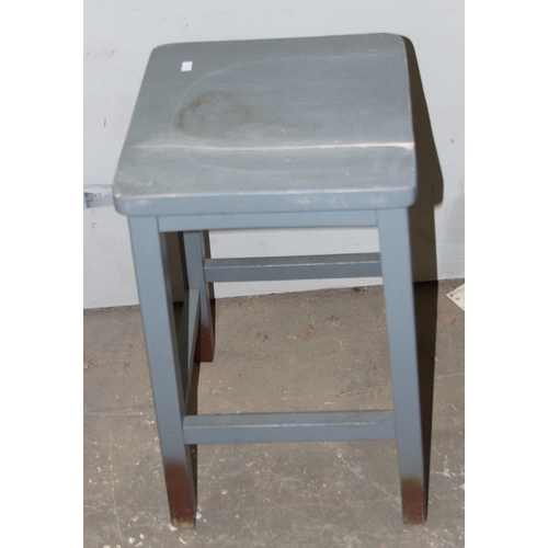 124 - A set of 4 grey painted wooden stools