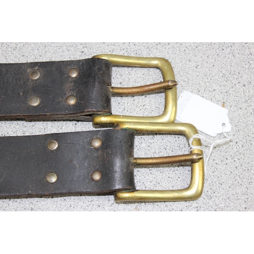 1789 - Pair of Victorian Irish horse straps with brass applied decorative studs including shamrocks, approx... 