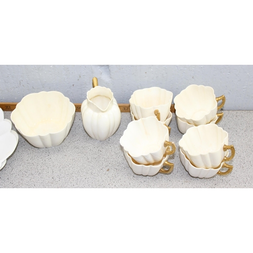 1793 - An antique Foley China tea set, Rd.No.115510, white and gilt handles, of lobed form