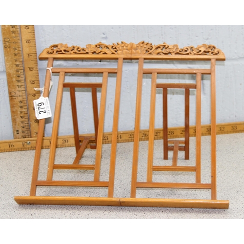 279 - Oriental wooden bookstand/easel with carved details