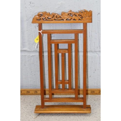 279 - Oriental wooden bookstand/easel with carved details