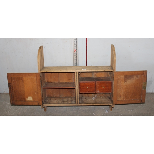 162 - Antique pine 2 door wall cabinet