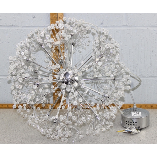 258 - A large round metal and glass floral design light fitting