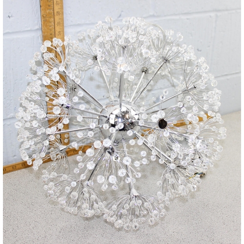 258 - A large round metal and glass floral design light fitting