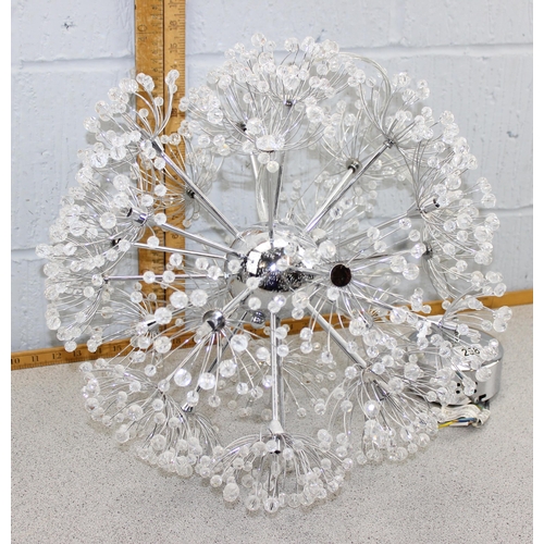 258 - A large round metal and glass floral design light fitting