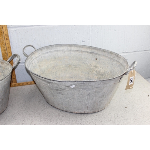 323 - 2 galvanized tin baths