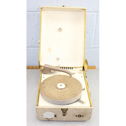 619 - 2 Vintage portable record player by Philips & Tappaz