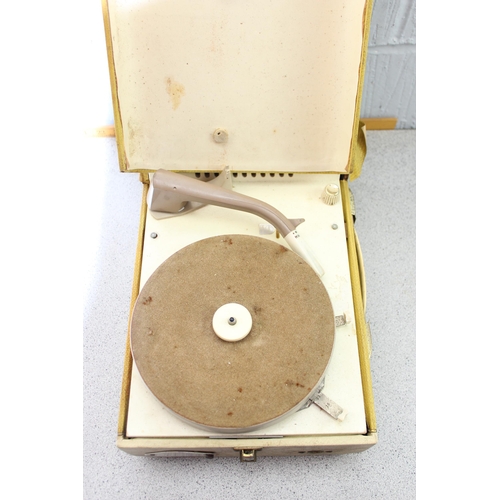 619 - 2 Vintage portable record player by Philips & Tappaz