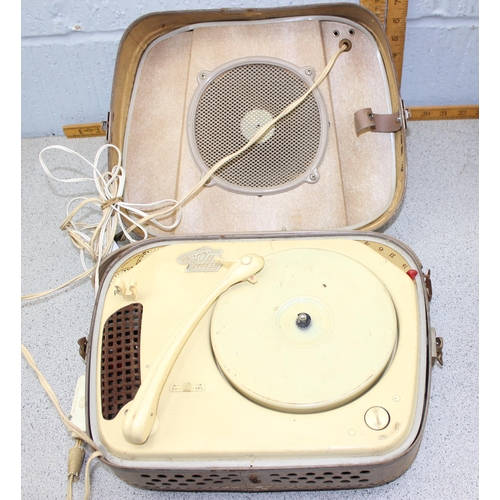 619 - 2 Vintage portable record player by Philips & Tappaz