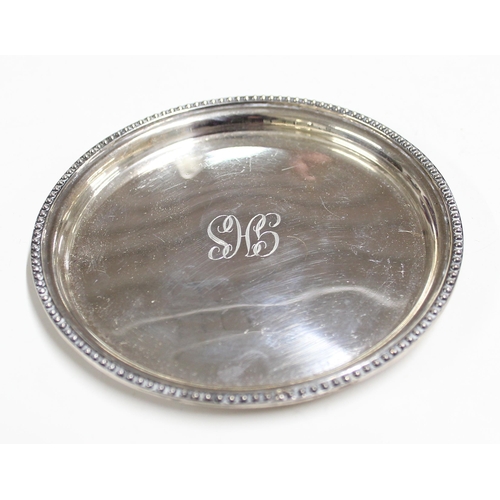 1102 - Silver wine funnel and tray, Birmingham 1985 by J.B. Chatterley & Sons limited, approx 154.44g gross