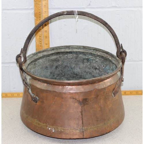 1861 - A large antique copper and cast iron stew pot