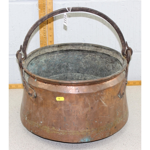 1861 - A large antique copper and cast iron stew pot