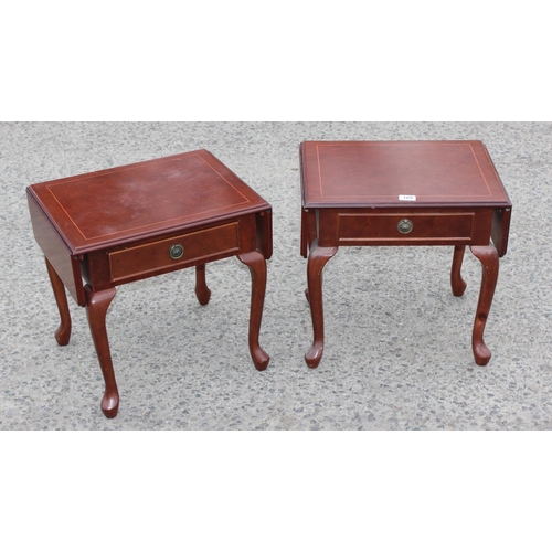 169 - A pair of mahogany effect drop leaf end table or bedside tables with drawers