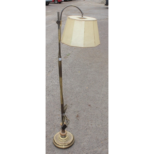 262 - A vintage French rise and fall library lamp with pig skin shade