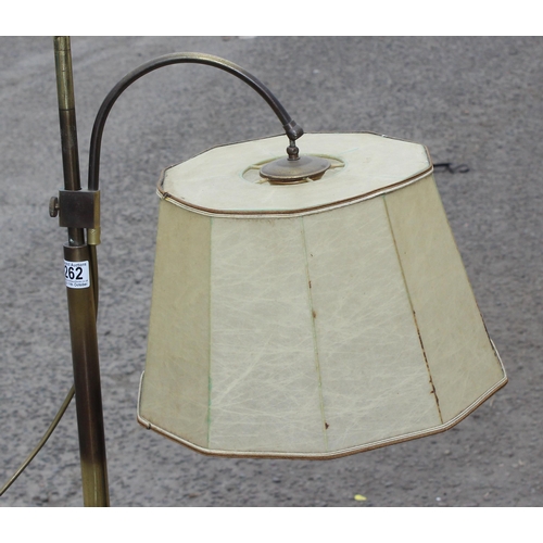 262 - A vintage French rise and fall library lamp with pig skin shade