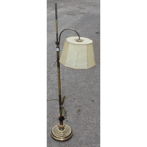 262 - A vintage French rise and fall library lamp with pig skin shade