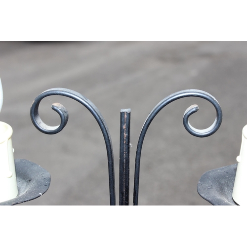 263 - A vintage wrought iron 4 branch standard lamp, Gothic style