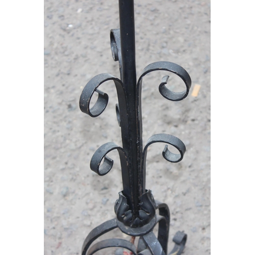 263 - A vintage wrought iron 4 branch standard lamp, Gothic style