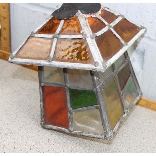 266 - Vintage coloured glass & lead lined mounted wall light