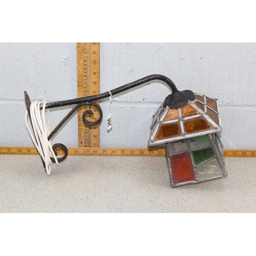 266 - Vintage coloured glass & lead lined mounted wall light