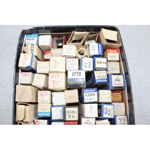 601 - Shoe box of radio valves to include ECC82, ECC83, ECC85