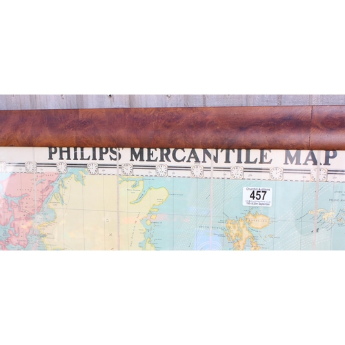 491 - A large framed Philips Mercantile Map of the World, c.1920's