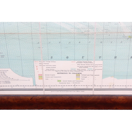 491 - A large framed Philips Mercantile Map of the World, c.1920's