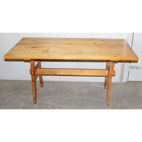 36 - Rustic pine kitchen table - approx 155cm x 75cm