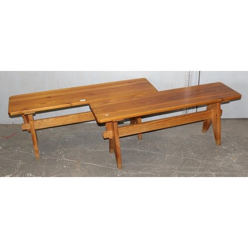 37 - 2 rustic pine benches, approx 122cm wide