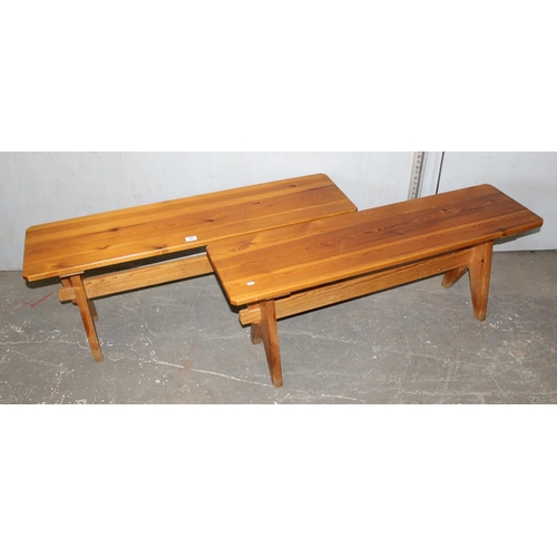 37 - 2 rustic pine benches, approx 122cm wide