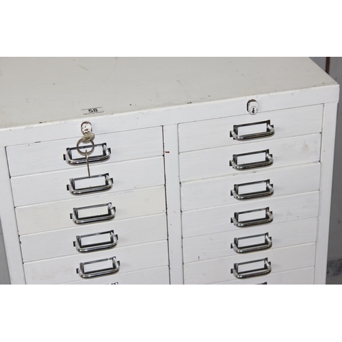 58 - An unusual double Bisley type metal cabinet with 2 banks of 15 drawers