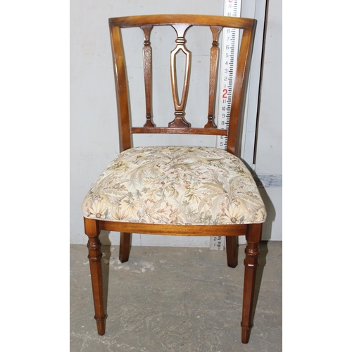 64 - A set of 6 antique style chairs, 2 carvers, with floral upholstered seats