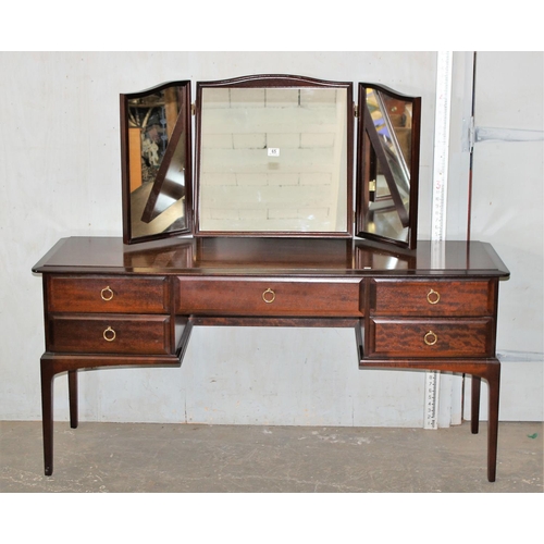 65 - Stag 5 drawer dressing table with triple mirror & stool