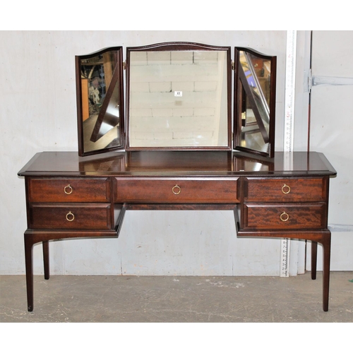 65 - Stag 5 drawer dressing table with triple mirror & stool