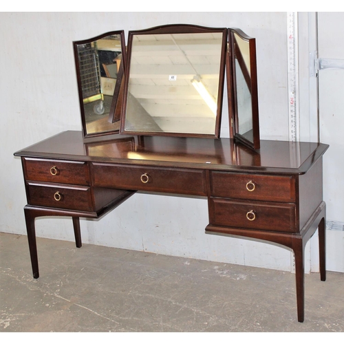 65 - Stag 5 drawer dressing table with triple mirror & stool