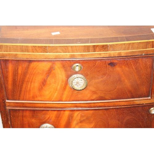 17 - Victorian mahogany 2/3 bow fronted chest of drawers standing on bracket feet