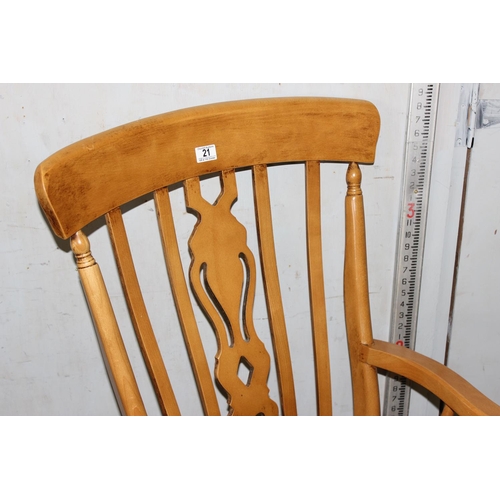 21 - 20th century beech slat back Windsor armchair