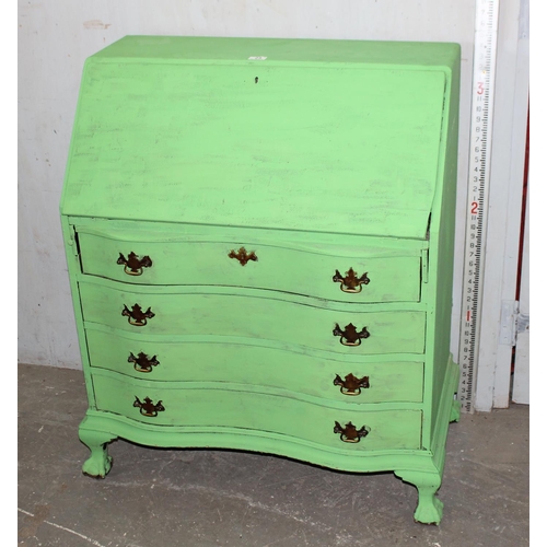 23 - A green painted bureau by Skandia Furniture Co of Rockford Illinois USA, approx 85cm wide